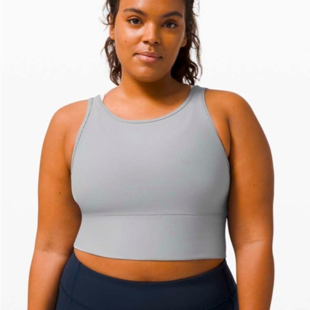 lululemon athletica Light Gray Ribbed Cropped Tank Top